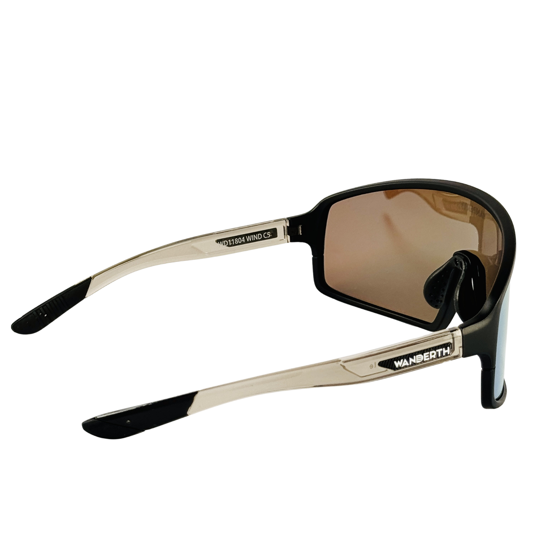 Lentes De Ciclismo Wanderth Wind Con Lente Agua Espejo Y Armazón Negro Negro/pata Crystal Gray