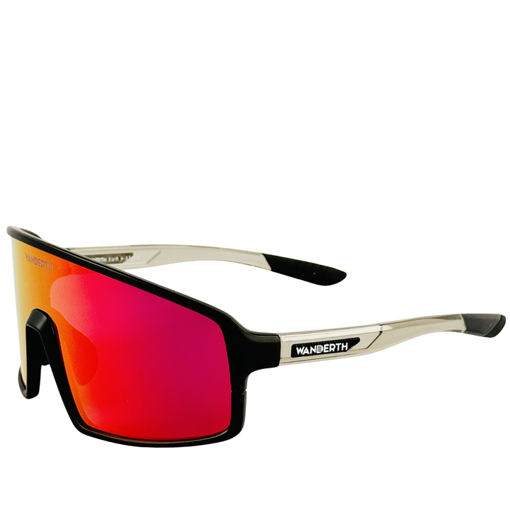 Gafas De Ciclismo Wanderth Wind Fusión Mirror Rojas Con Protección Uv Rojo Negro/pata Crystal Gray