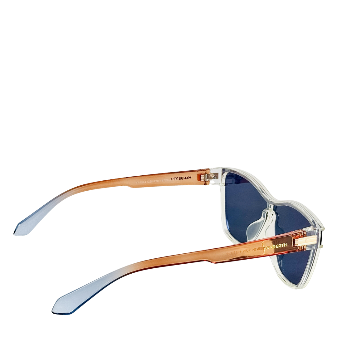 Wanderth Lentes De Sol Flow Color Transparente Lente Naranja Varilla Naranja Degrade/azul Armazón Transparente Diseño Fashion