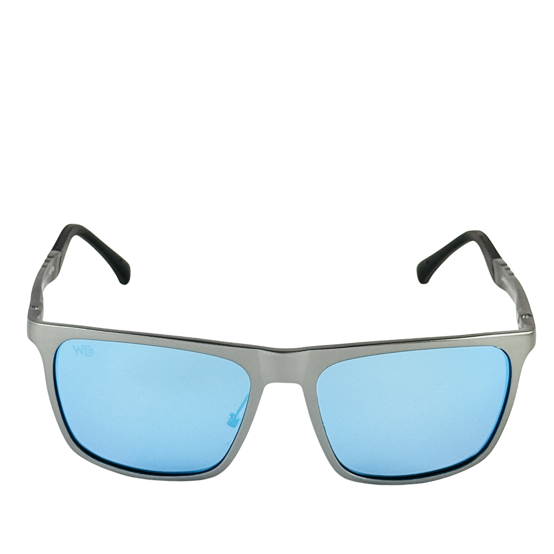 Wanderth Lentes De Sol Vector Color Gris Lente Azul Varilla Plateado/negro Armazón Gris Diseño Sports Deportivo