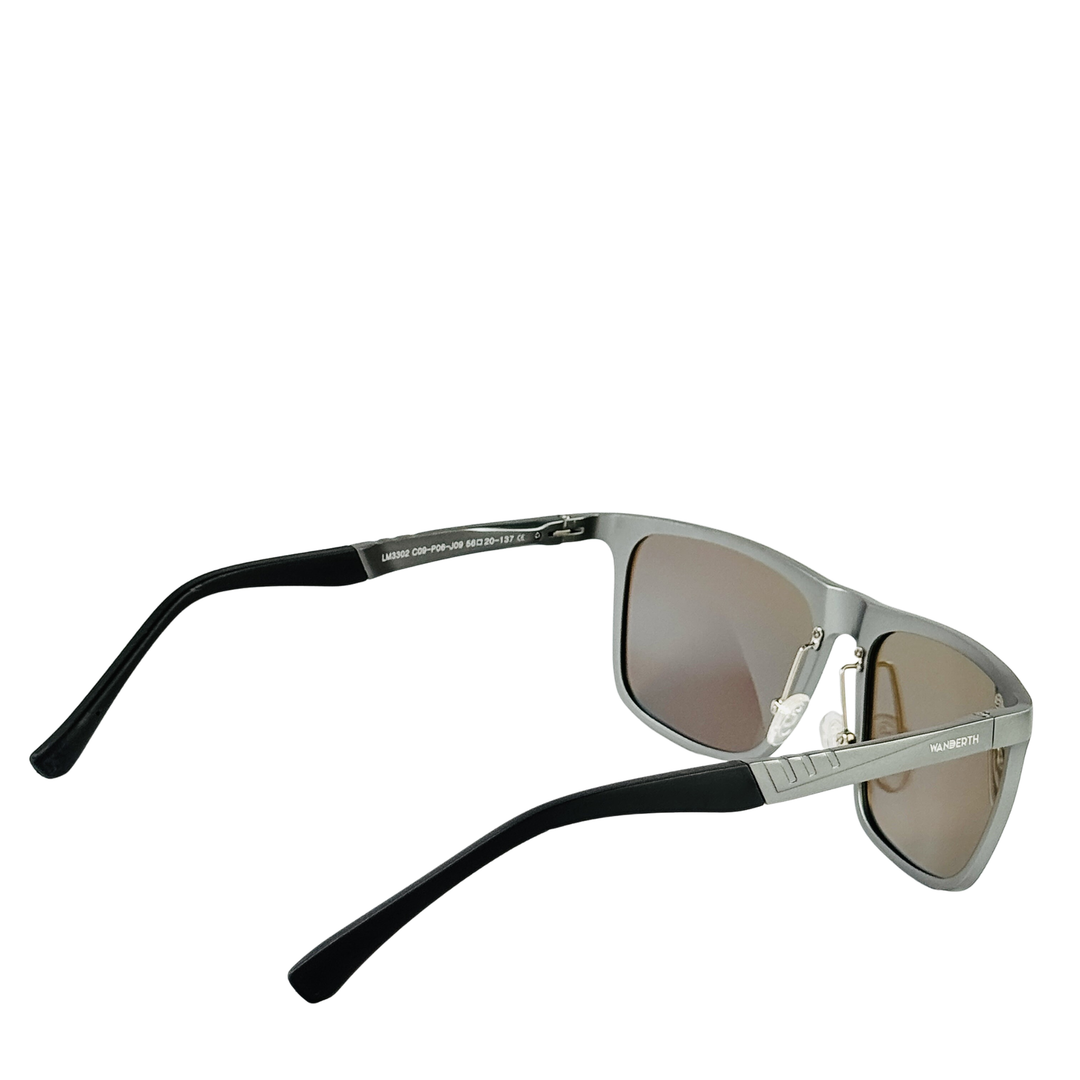 Wanderth Lentes De Sol Vector Color Gris Lente Azul Varilla Plateado/negro Armazón Gris Diseño Sports Deportivo