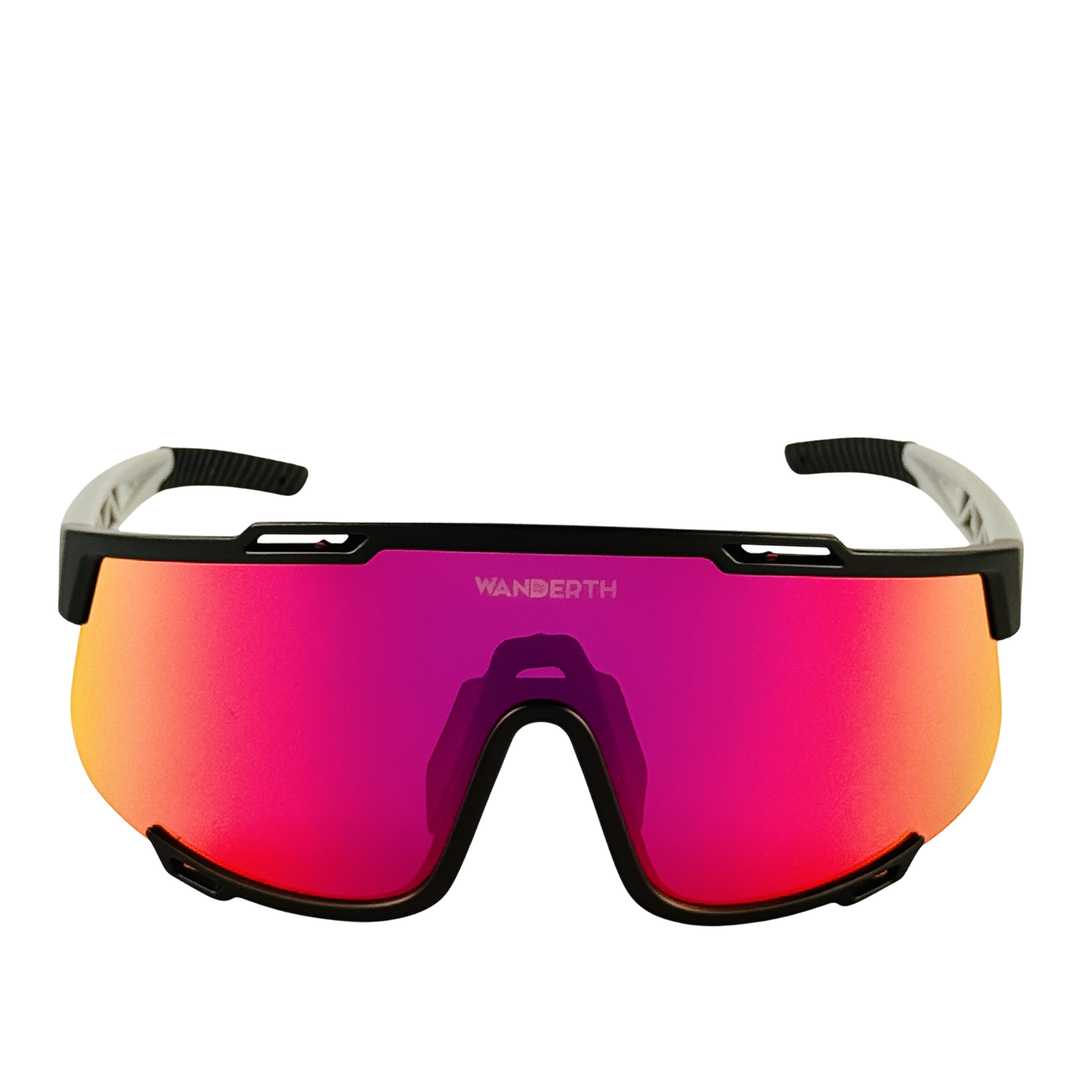 Gafas De Ciclismo Wanderth Fusion Mirror Con Lente Roja Y Protección Uv Rojo Negro/pata Gris