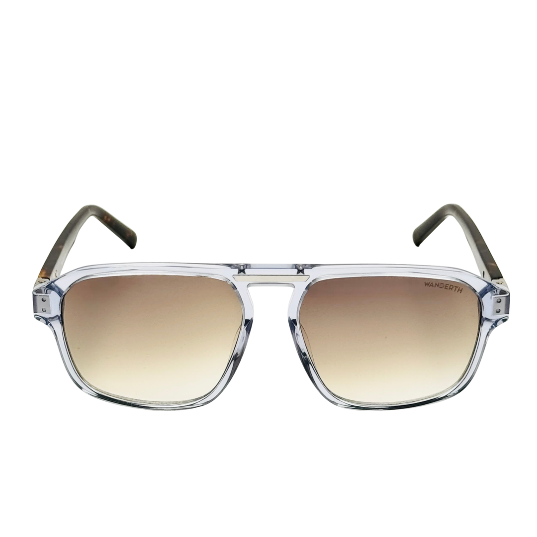 Wanderth Lentes De Sol Titan Color Azul Lente Marrón Varilla Animal Print Armazón Azul Diseño Fashion