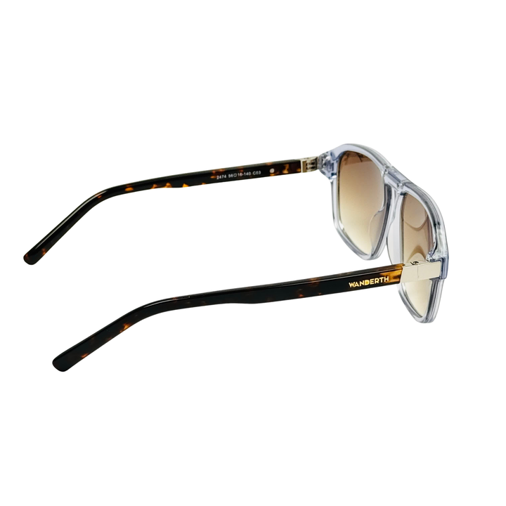 Wanderth Lentes De Sol Titan Color Azul Lente Marrón Varilla Animal Print Armazón Azul Diseño Fashion