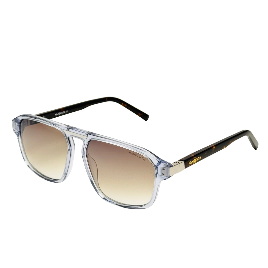 Wanderth Lentes De Sol Titan Color Azul Lente Marrón Varilla Animal Print Armazón Azul Diseño Fashion