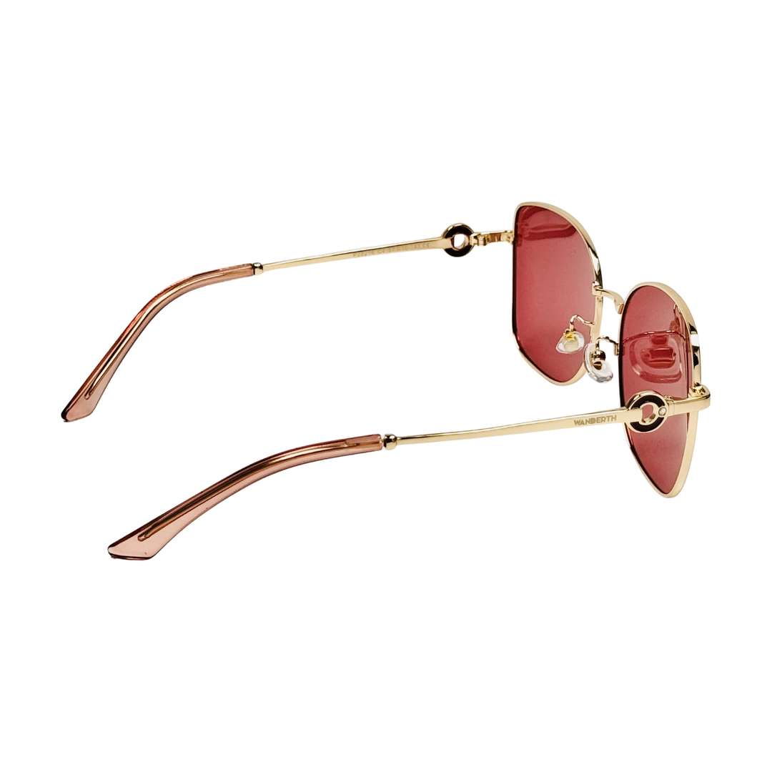 Wanderth Lentes De Sol Solaris Color Dorado Lente Rojo Varilla Dorado Armazón Dorado Diseño Fashion