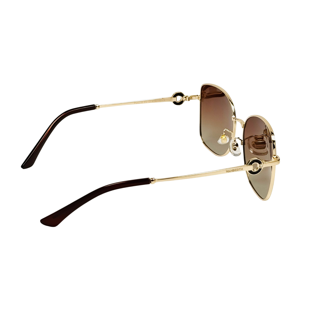 Wanderth Lentes De Sol Solaris Color Dorado Lente Marrón Varilla Dorado Armazón Dorado Diseño Fashion