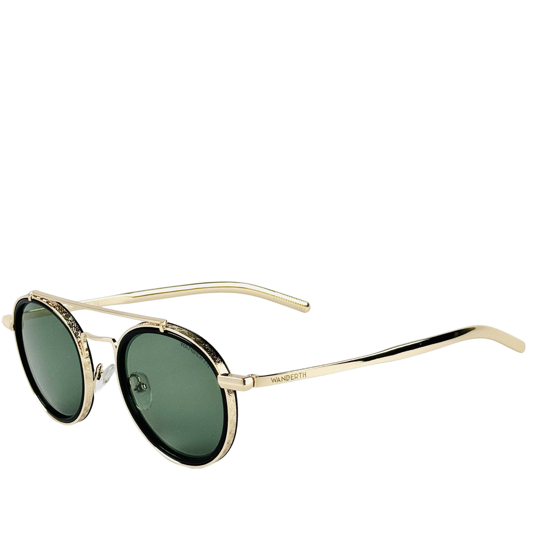 Wanderth Lentes De Sol Ibiza Color Dorado Lente Verde Varilla Dorado Armazón Dorado Diseño Fashion