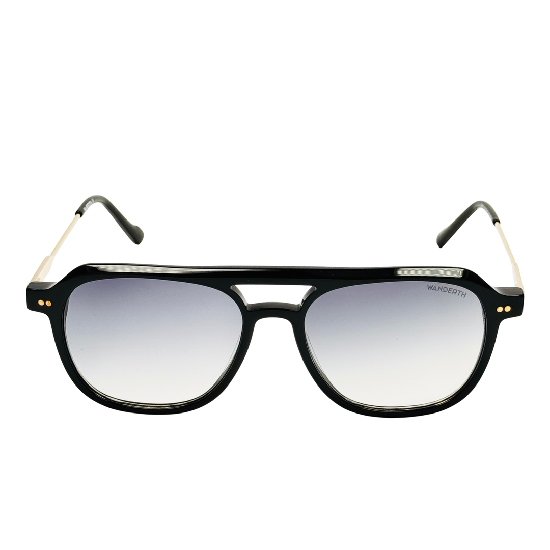 Wanderth Lentes De Sol Cronos Color Negro Lente Negro Varilla Dorado Armazón Dorado Diseño Fashion
