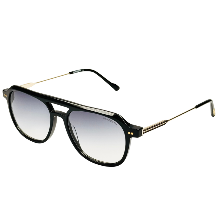 Wanderth Lentes De Sol Cronos Color Negro Lente Negro Varilla Dorado Armazón Dorado Diseño Fashion