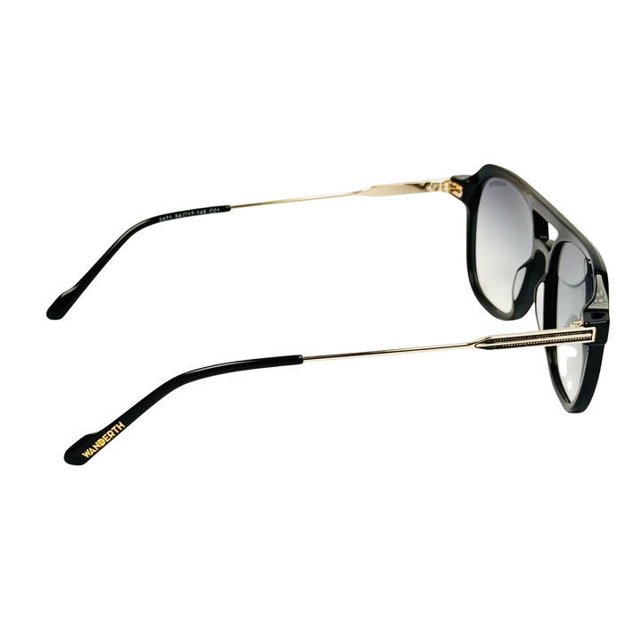 Wanderth Lentes De Sol Cronos Color Negro Lente Negro Varilla Dorado Armazón Dorado Diseño Fashion