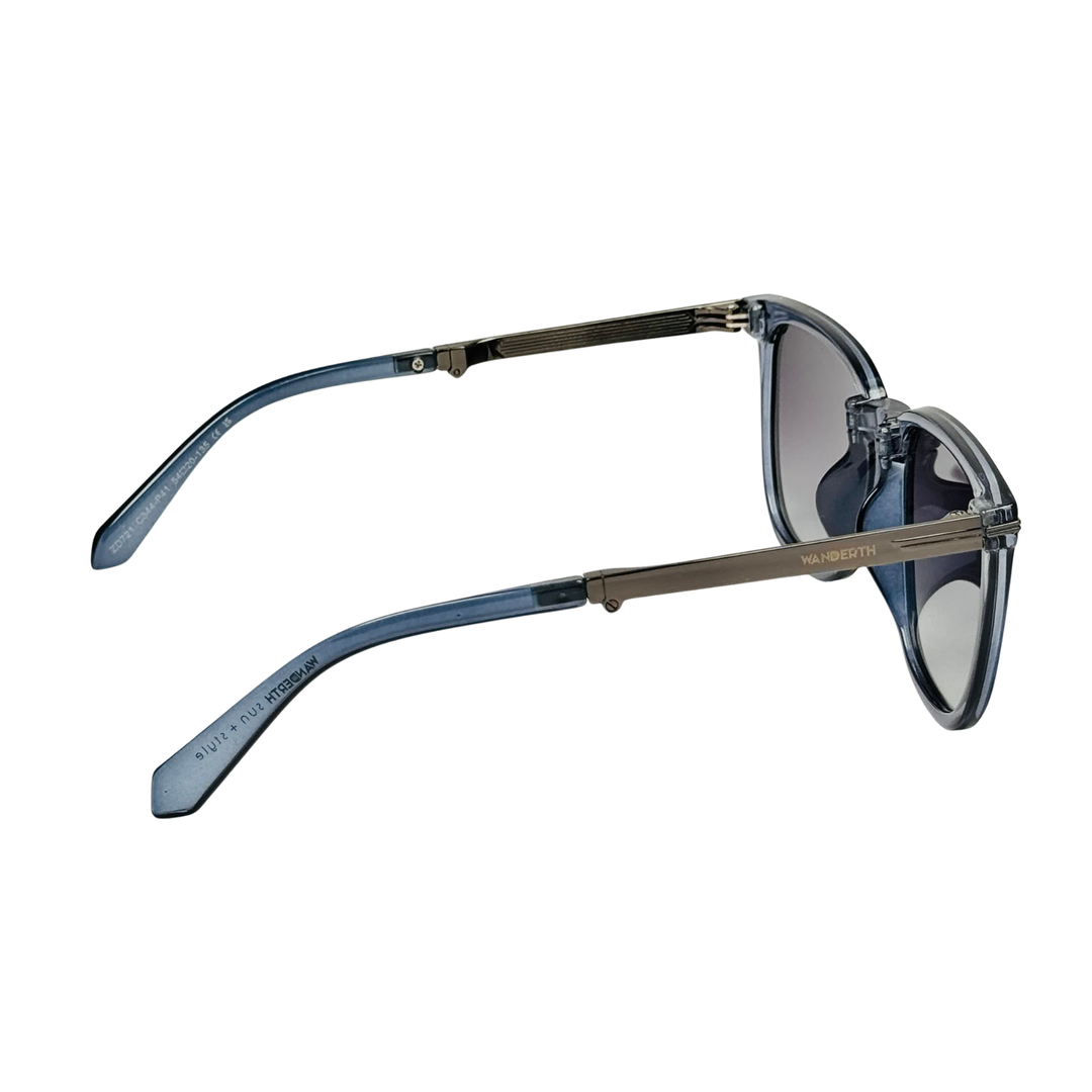 Wanderth Lentes De Sol Eclipse Color Azul Lente Negro Varilla Azul Metal Armazón Azul Diseño Fashion