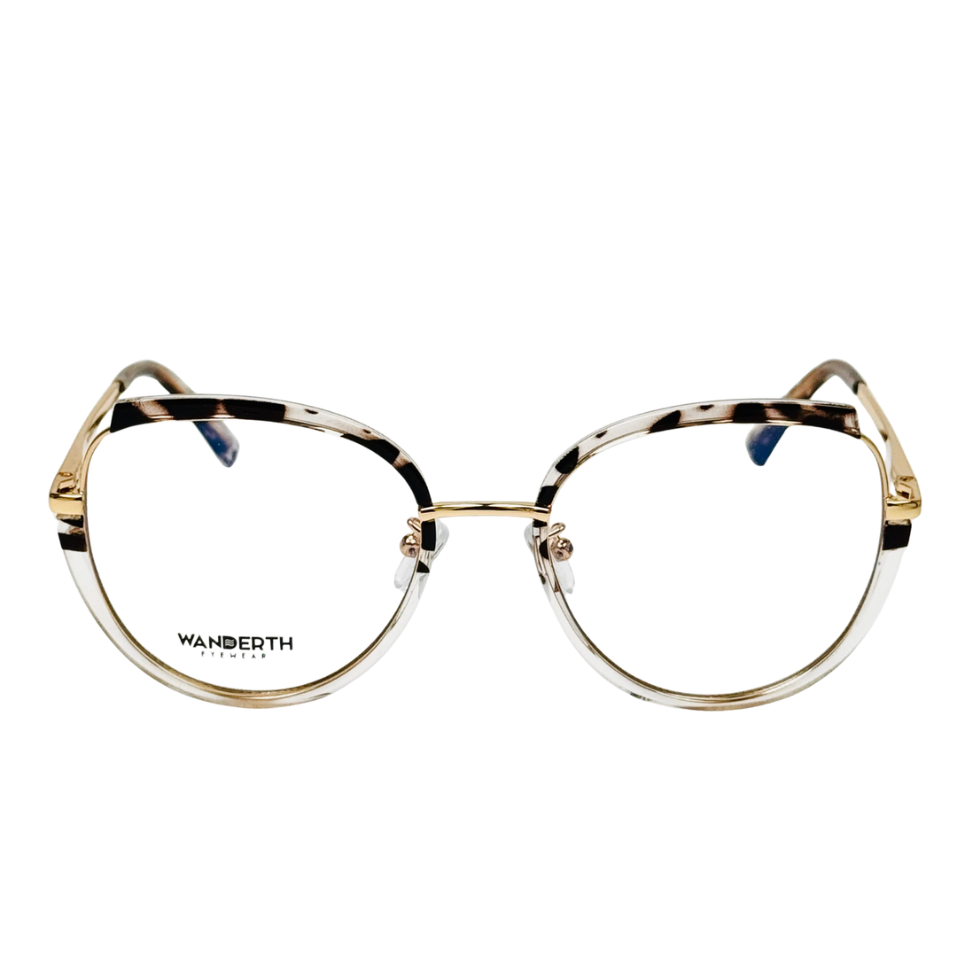 Monturas Wanderth Vivora Semi Redondas Para Mujer, En Metal Dorado Y Animal Print Dorado/animal Print/transparente