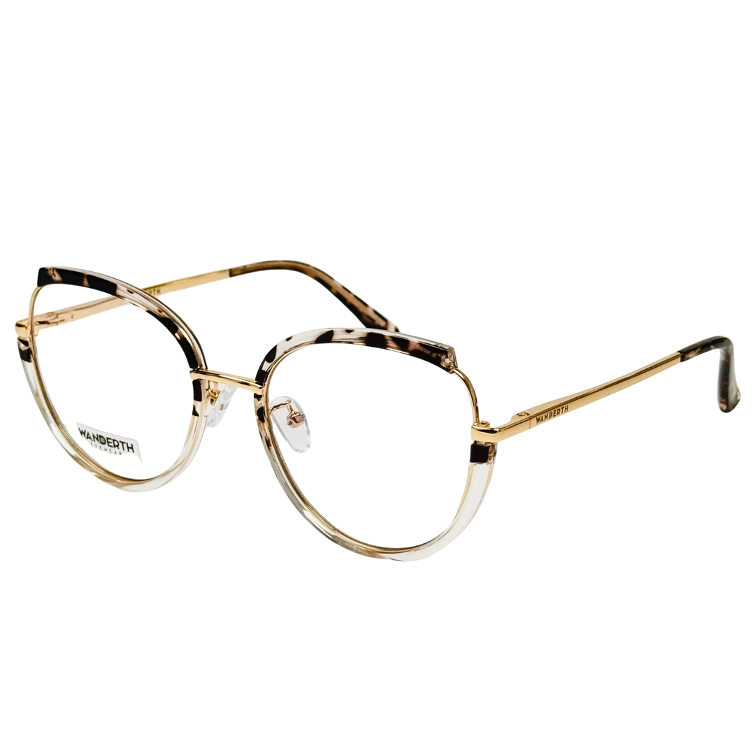 Monturas Wanderth Vivora Semi Redondas Para Mujer, En Metal Dorado Y Animal Print Dorado/animal Print/transparente