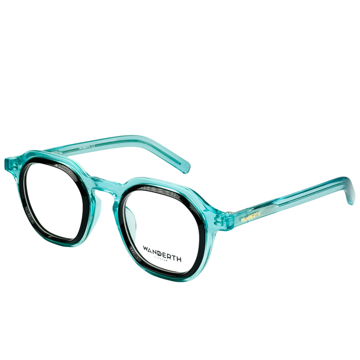 Montura De Gafas Para Hombre Wanderth Arkan Hexagonal, Azul Y Negro Azul/negro