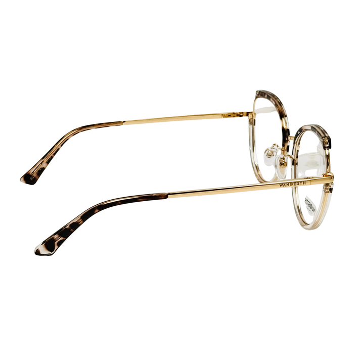 Monturas Wanderth Vivora Semi Redondas Para Mujer, En Metal Dorado Y Animal Print Dorado/animal Print/transparente