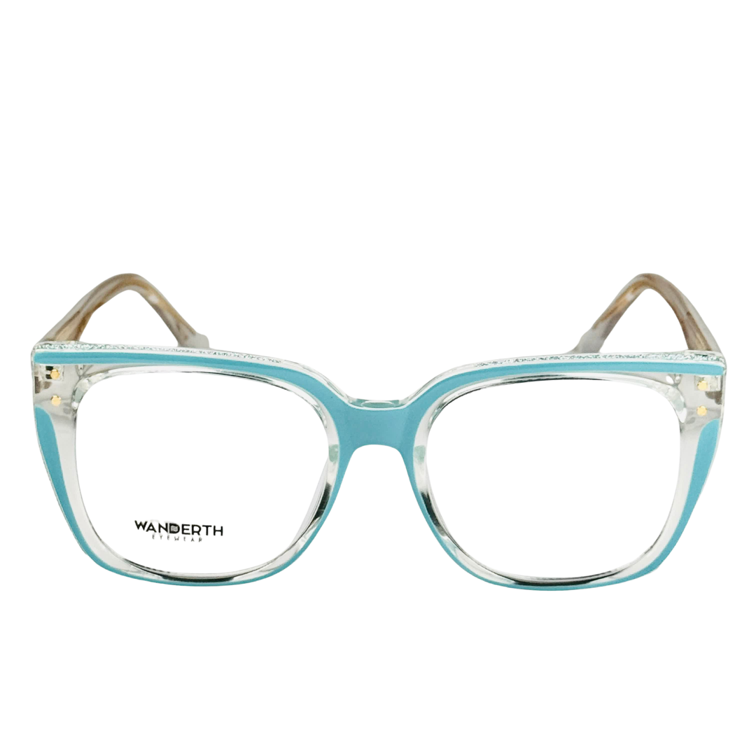 Montura Wanderth Lunea Cuadrada Para Mujer En Acetato Azul/transparente