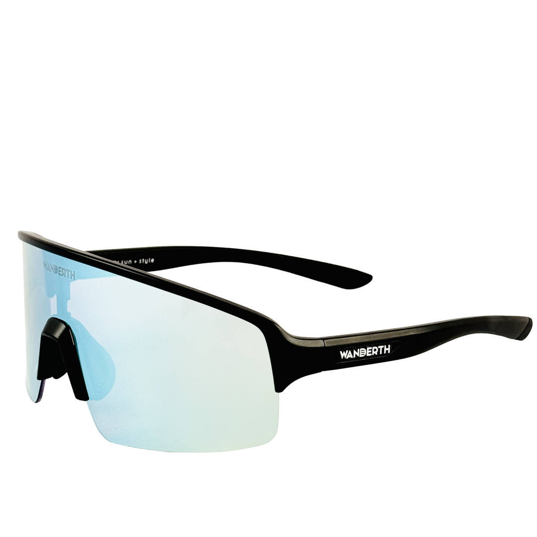 Lentes Deportivos Wanderth Sprint Con Armazón Negro Y Lente Fusion Mirror Agua