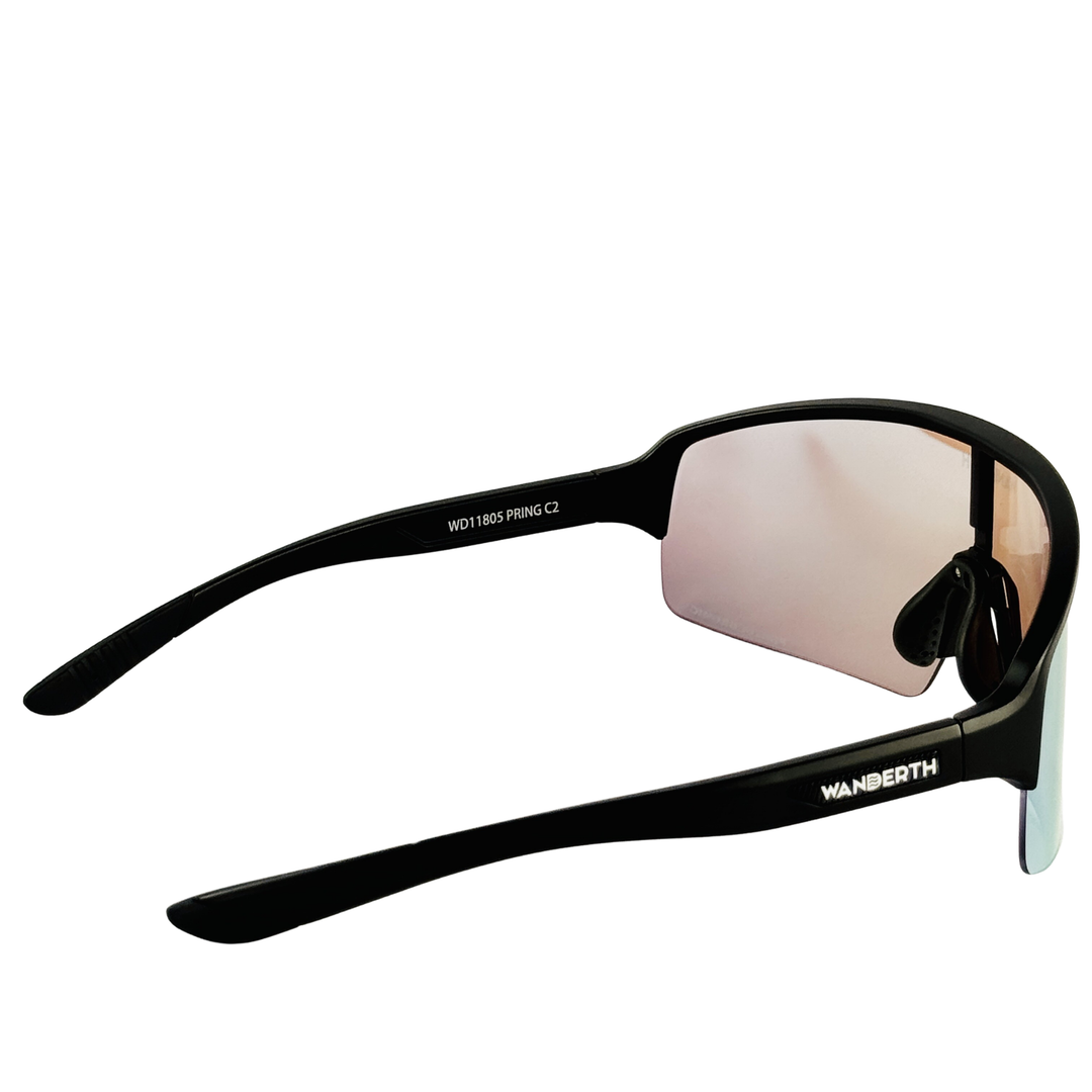 Lentes Deportivos Wanderth Sprint Con Armazón Negro Y Lente Fusion Mirror Agua