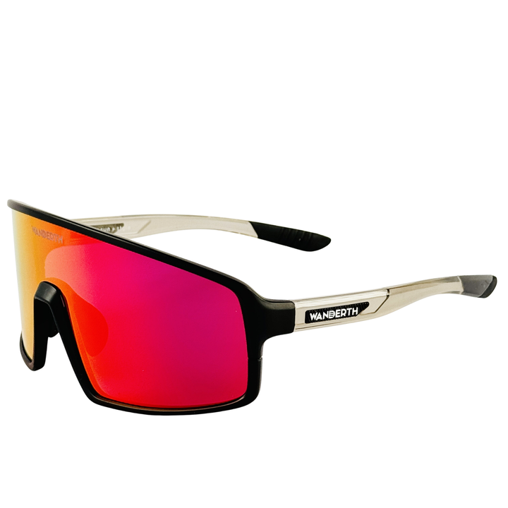 Lentes Deportivos Wanderth Wind Para Ciclismo, Con Lente Rojo Y Armazón Negro Negro/pata Crystal Gray