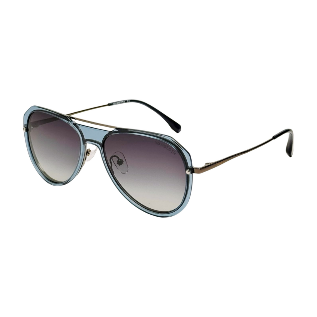 Wanderth Lentes De Sol Aero Color Azul Lente Negro Varilla Metal Armazón Azul Diseño Fashion