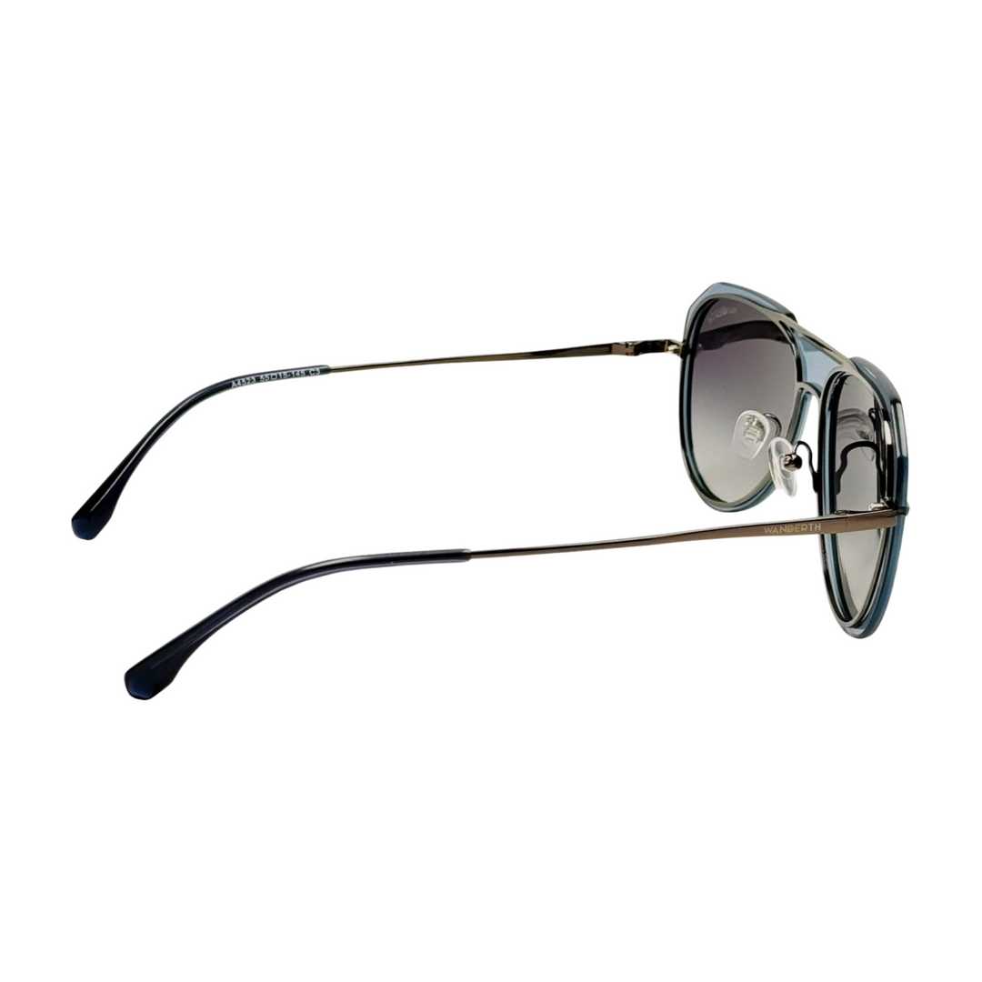 Wanderth Lentes De Sol Aero Color Azul Lente Negro Varilla Metal Armazón Azul Diseño Fashion