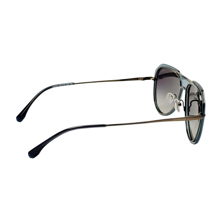 Wanderth Lentes De Sol Aero Color Azul Lente Negro Varilla Metal Armazón Azul Diseño Fashion