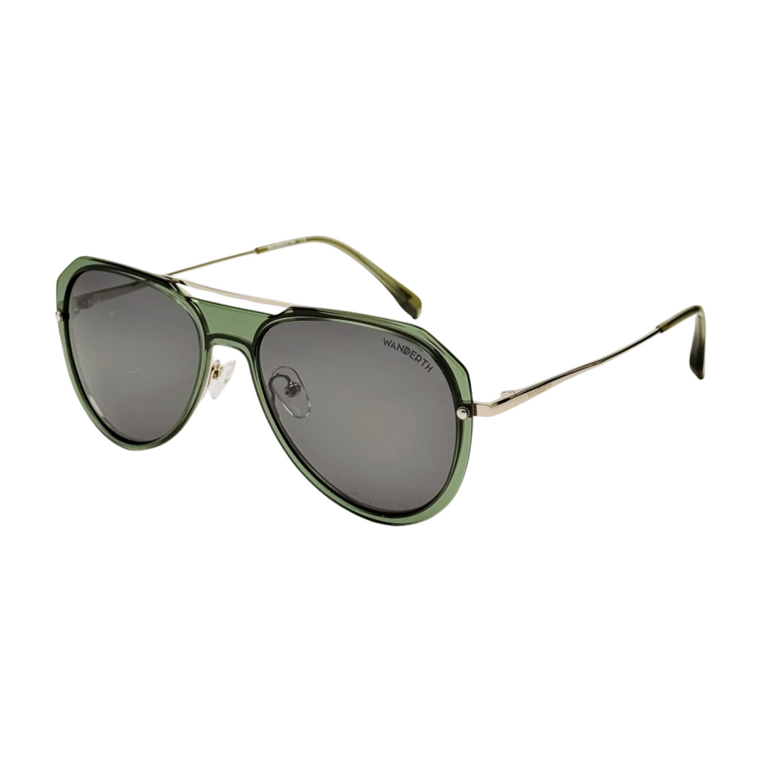 Wanderth Lentes De Sol Aero Color Verde Lente Negro Varilla Plateado Armazón Verde Diseño Fashion