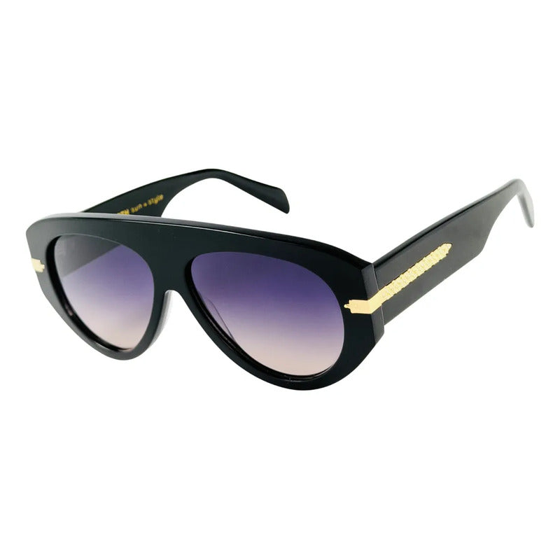 Wanderth Lentes De Sol Neria Degrade Animal Print Violeta Negro