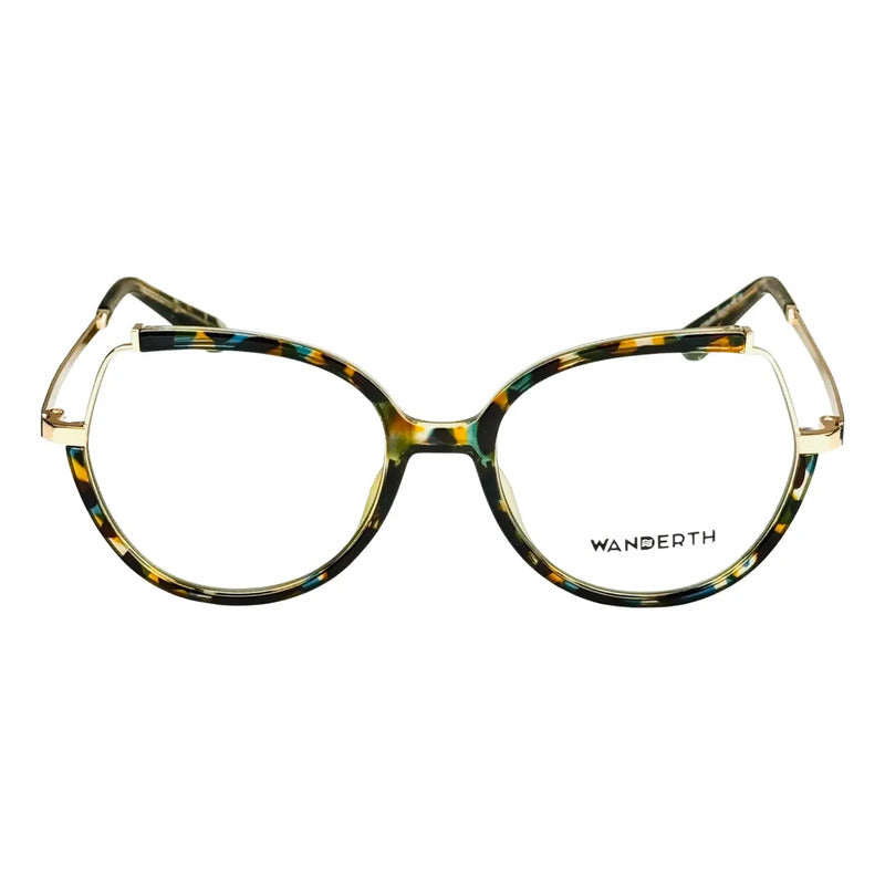 Montura Wanderth Oasis Redonda Metálica Para Mujer Animal Print Y Dorado Animal Print/dorado
