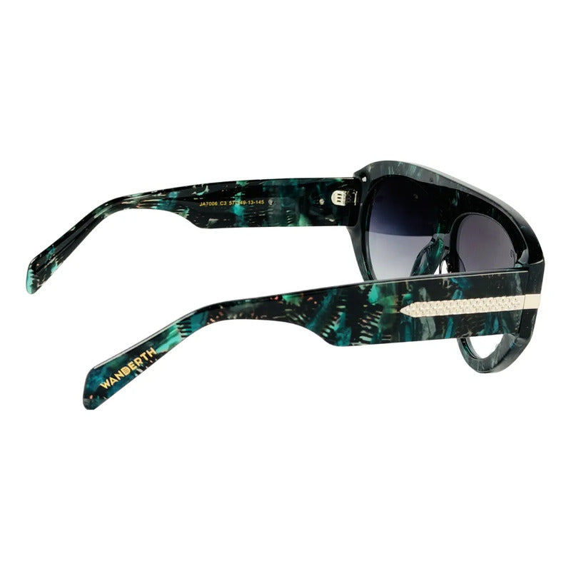 Wanderth Lentes De Sol Neria Degrade Verde Oscuro Violeta Animal Print