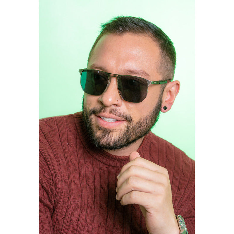 Wanderth Lentes De Sol Nomad Color Plateado Lente Negro Varilla Metal/negro Armazón Plateado Diseño Classic