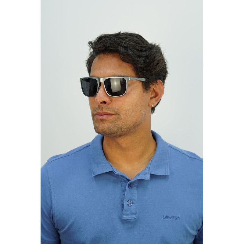 Wanderth Lentes De Sol Vector Color Gris Lente Negro Varilla Gris Armazón Gris Diseño Sports Deportivo