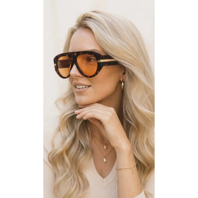 Wanderth Lentes De Sol Neria Solido Animal Print Naranja Claro Rosa