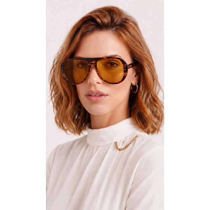 Wanderth Lentes De Sol  Aurel Solido Animal Print Naranja Claro