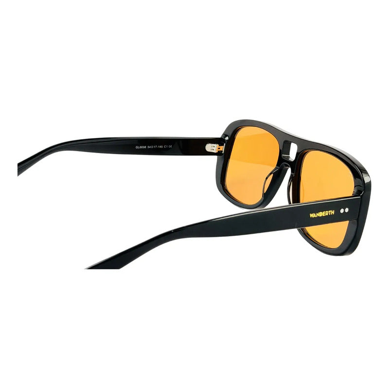 Wanderth Lentes De Sol Savia Solido Negro Naranja Claro