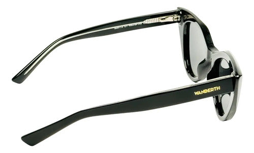 Wanderth Lentes De Sol Feline Color Negro Lente Negro Varilla Negro Armazón Negro/dorado Diseño Casual