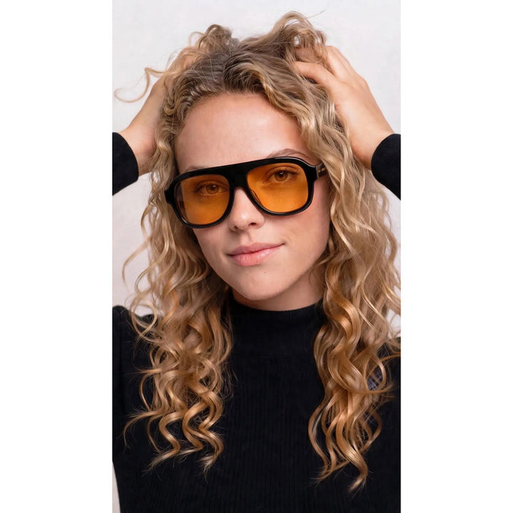Wanderth Lentes De Sol  Cassis Solido Negro Naranja Claro