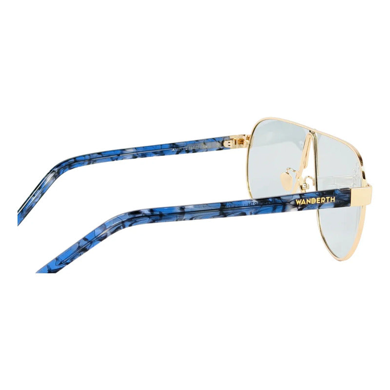 Wanderth Lentes De Sol Maui Solido Azul Claro Dorado Azul