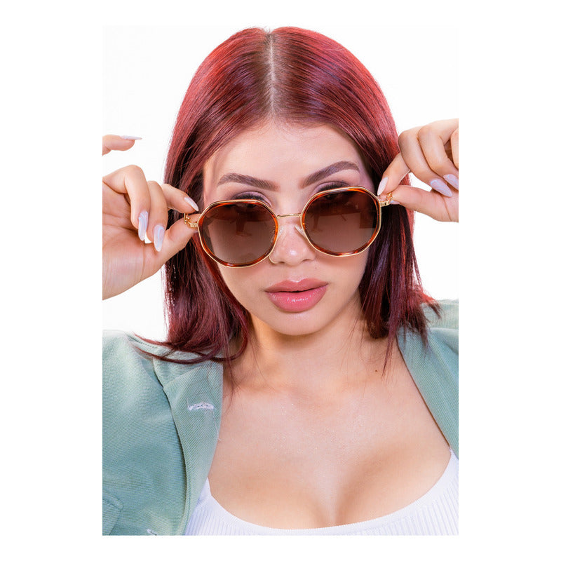 Wanderth Lentes De Sol Sirius Rose Color Animal Print Lente Marrón Varilla Animal Print Armazón Animal Print Diseño Casual