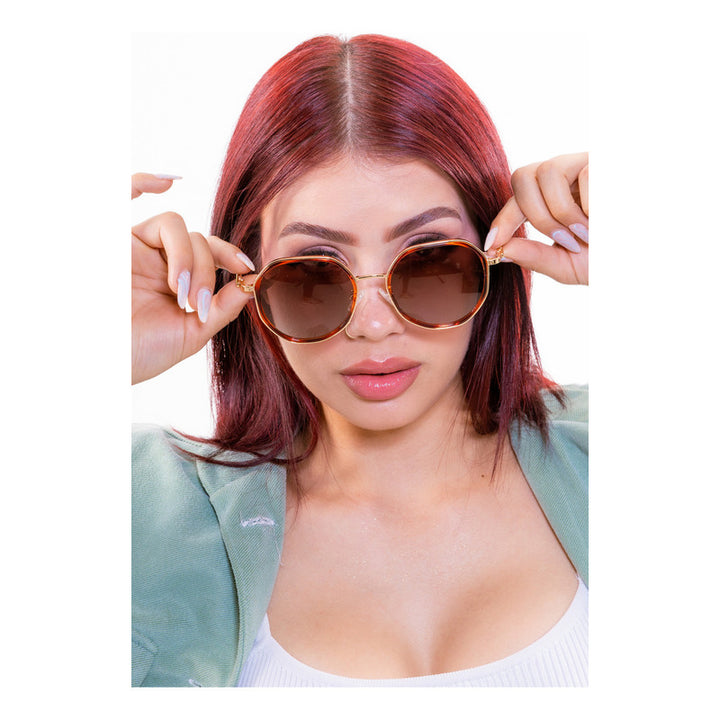 Wanderth Lentes De Sol Sirius Rose Color Animal Print Lente Marrón Varilla Animal Print Armazón Animal Print Diseño Casual