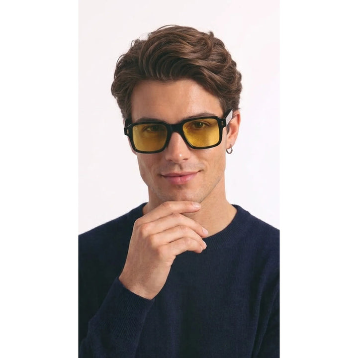 Wanderth Lentes De Sol Niza Solido Negro Amarillo