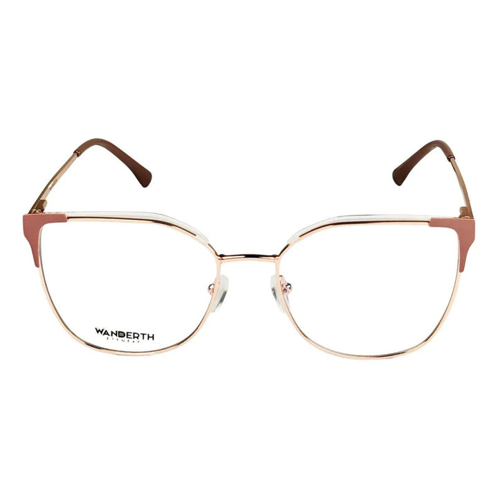 Montura De Gafas Para Mujer Wanderth Arielle Cuadrada Rosa Y Dorado Rosa/dorado