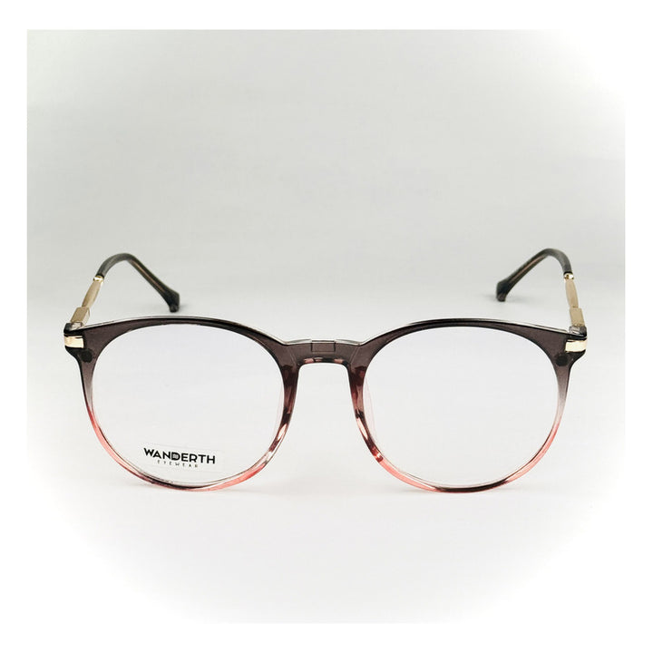 Montura Gafas Clip On Magnetix Wanderth Para Mujer, Redonda, Gris Degrade Y Rosa Gris Degrade/rosa