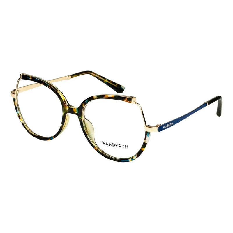 Montura Wanderth Oasis Redonda Metálica Para Mujer Animal Print Y Dorado Animal Print/dorado