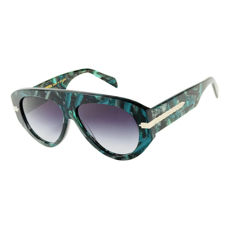 Wanderth Lentes De Sol Neria Degrade Verde Oscuro Violeta Animal Print