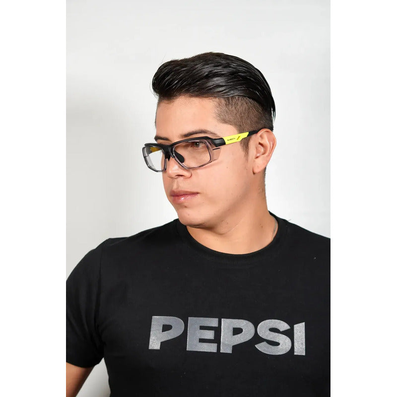 Wanderth Gafas Seguridad Industrial Cyberlux Negro/transparente/brazo Amarillo