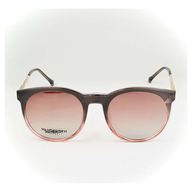 Montura Gafas Clip On Magnetix Wanderth Para Mujer, Redonda, Gris Degrade Y Rosa Gris Degrade/rosa