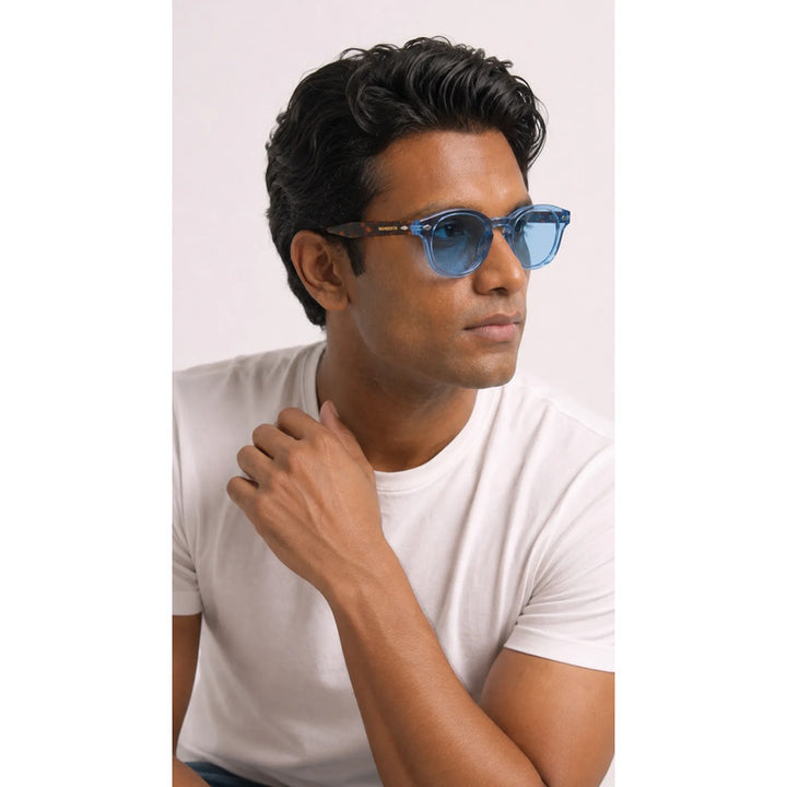 Wanderth Lentes De Sol Tahira Degrade Animal Print Naranja Claro Azul Negro