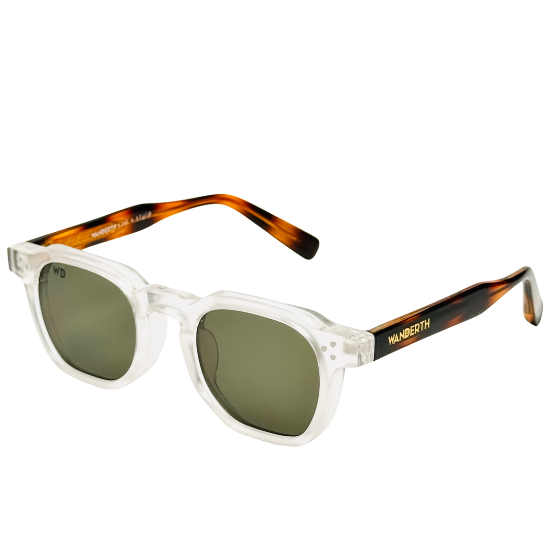 Wanderth Lentes De Sol Horizon Color Transparente Lente Verde Varilla Animal Print Armazón Transparente Diseño Fashion